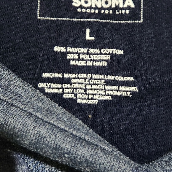 Sonoma Goods For Life Mens Blue Long Sleeve Heathered Crew Neck Shirt Size L - Picture 4 of 4